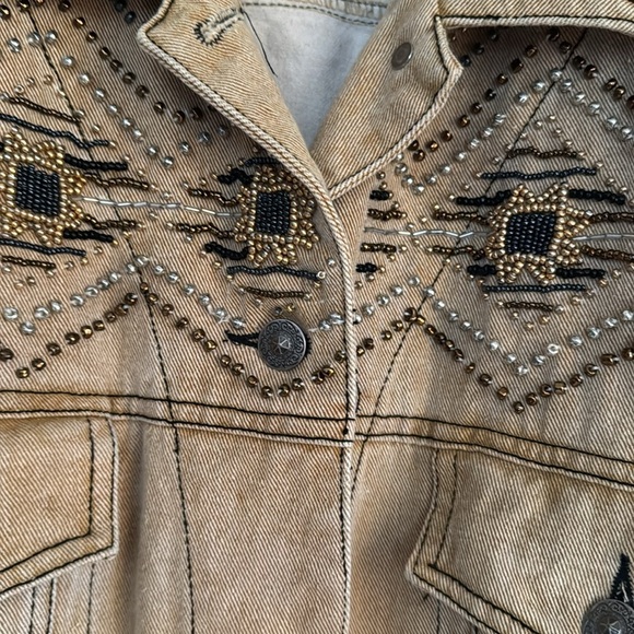 Carole Little Sport Women’s Cotton/Denim Beaded Jacket SZ 12 MINT - Picture 2 of 5